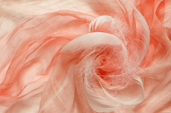 Peach viscose fabric with drapery — Stock Photo, Image