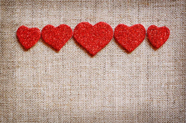 Hearts line on canvas — Stock Photo, Image