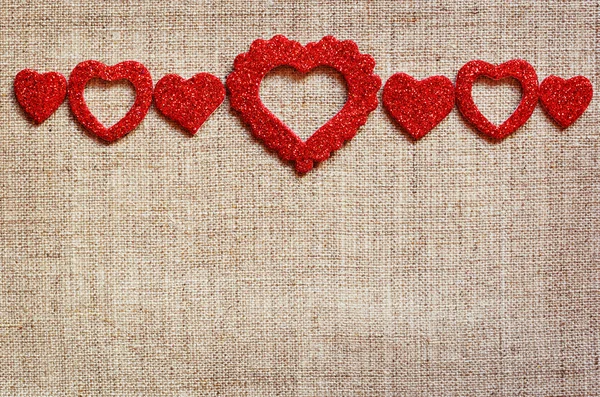 Hearts line on canvas — Stock Photo, Image