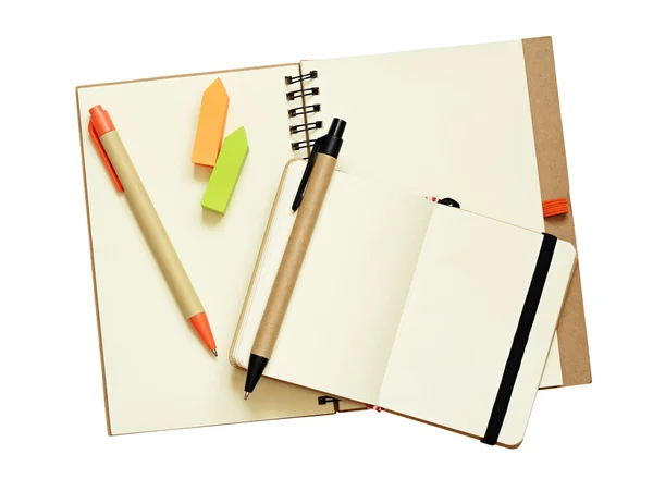 Opened notebooks and pens — Stock Photo, Image