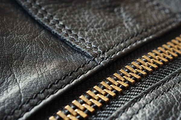 Black leather bag detail — Stock Photo, Image