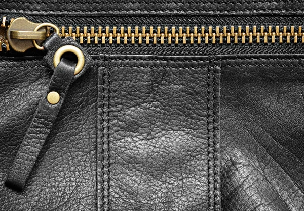 Black leather bag detail — Stock Photo, Image