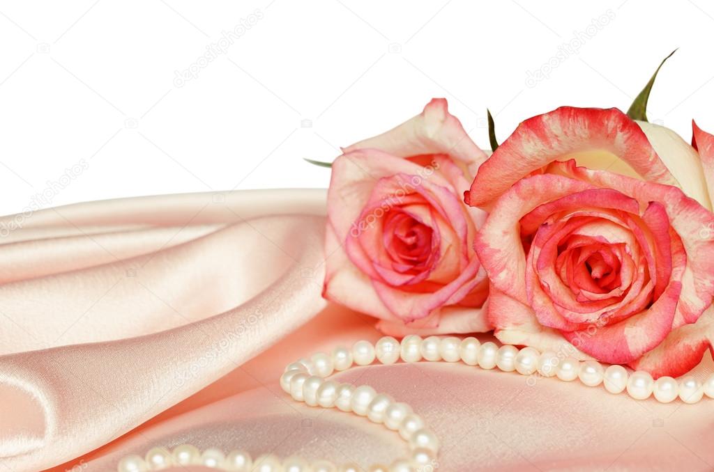 Pink satin and roses