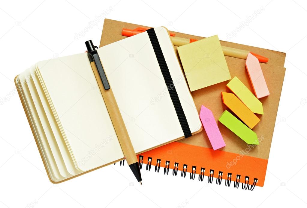 Notebooks and pens