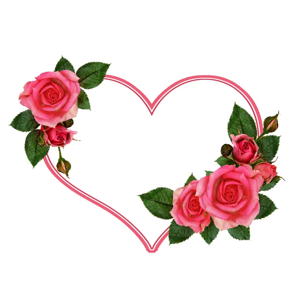 Rose flowers and heart — Stock Photo, Image