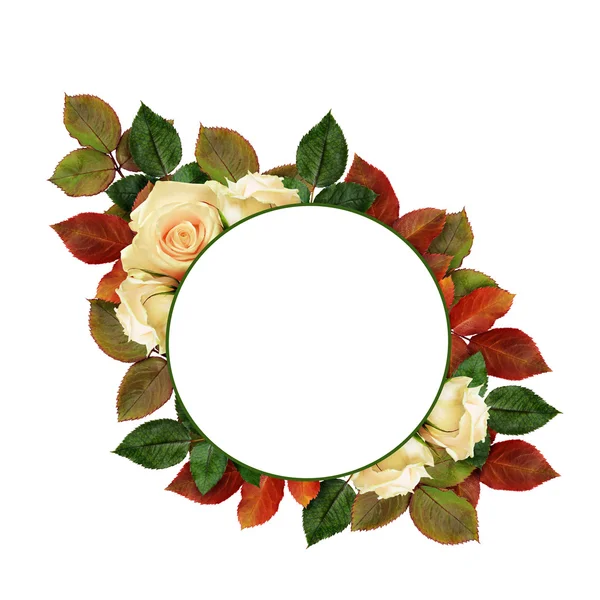 Round frame with colorful leaves — Stock Photo, Image