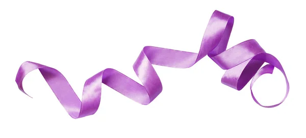 白に隔離された紫色の絹のリボン — ストック写真