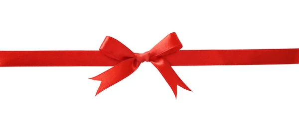 赤い絹のリボンと白い弓に隔離された小さな弓 — ストック写真