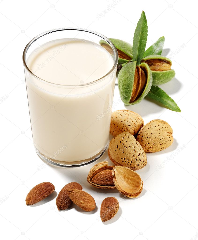 almonds drink isolated