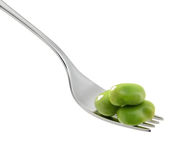 Lima beans on fork — Stock Photo, Image