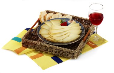 kırmızı şarap ile Manchego peynir