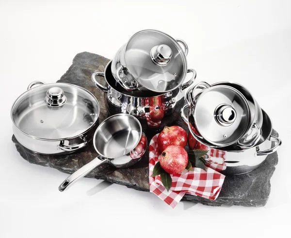 Stainless steel cookware — Stock Photo, Image