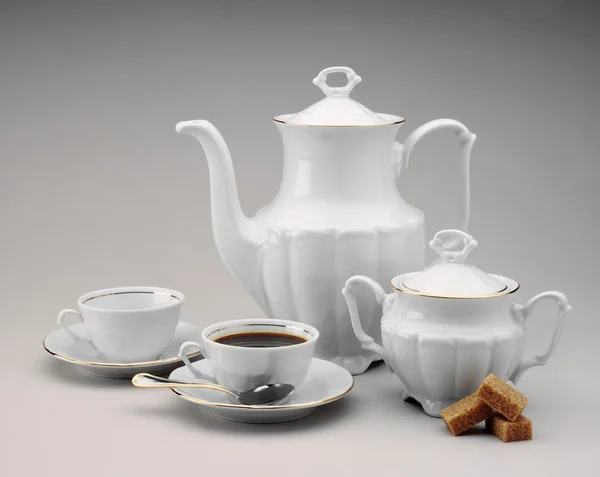 White coffee service — Stock Photo, Image