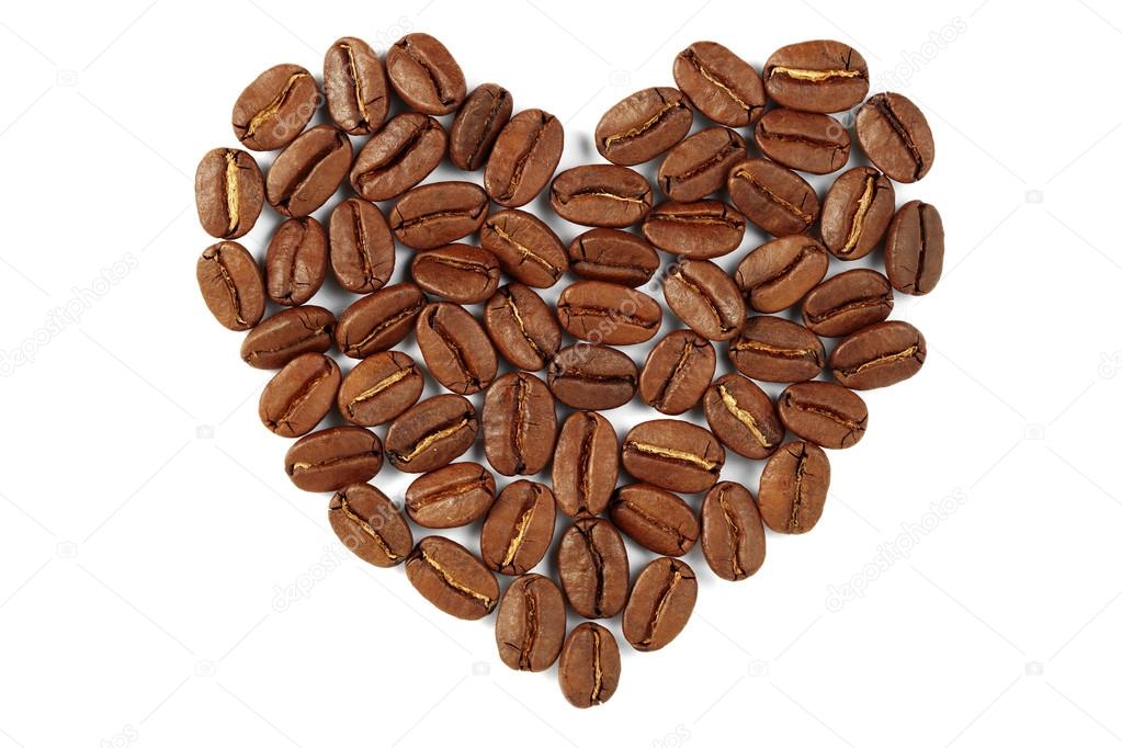 heart shaped coffee beans