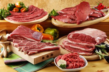 assorted raw beef meat clipart