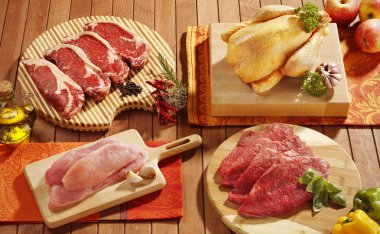 assorted raw meat clipart