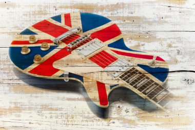 brit pop guitar faded on white  clipart