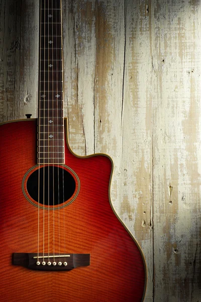 Western gitarr på åldern ljust trä — Stockfoto
