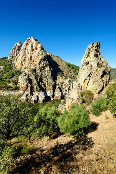 Rochas Salto Del Gitano Parque Nacional Monfrague Espanha — Fotografia de Stock