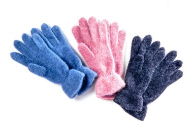 İzole edilmiş kadınlar için yün eldivenler.
