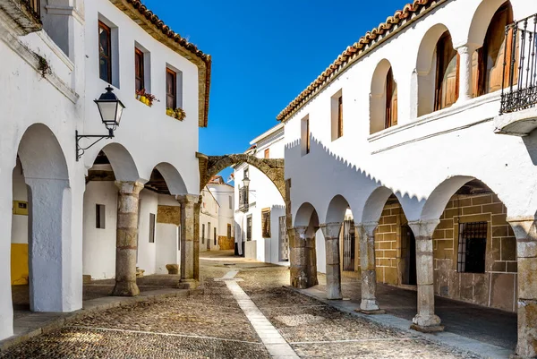 Mittelalterlicher Arkadenplatz Von Garrovillas Dorf Caceres Spanien — Stockfoto