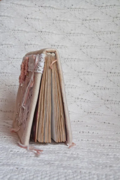 Vintage notebook rózsaszín gomb — Stock Fotó