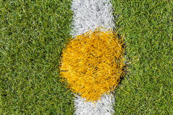 Center of artificial grass soccer pitch — Stock Photo, Image