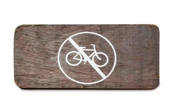 Bicicletta segno consentito su legno isolato su bianco — Foto Stock