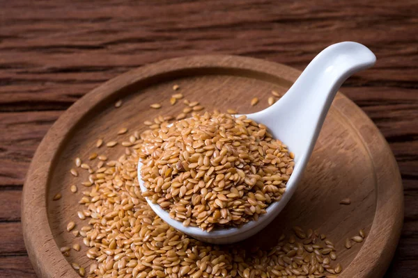 Raw gold flaxseed organic food for healthy eating.