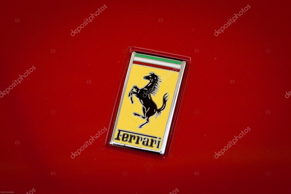 Close up shot of the Ferrari logo