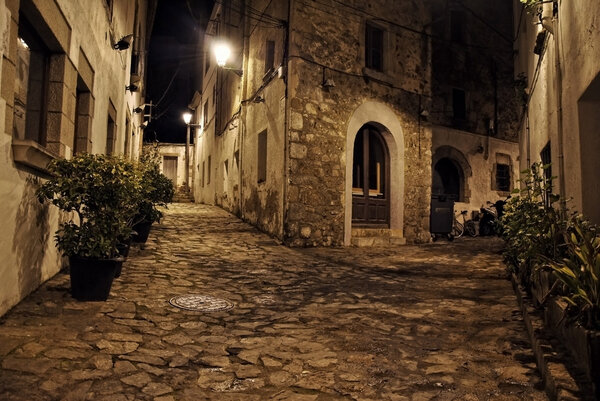 Medieval street in a castle of Tossa