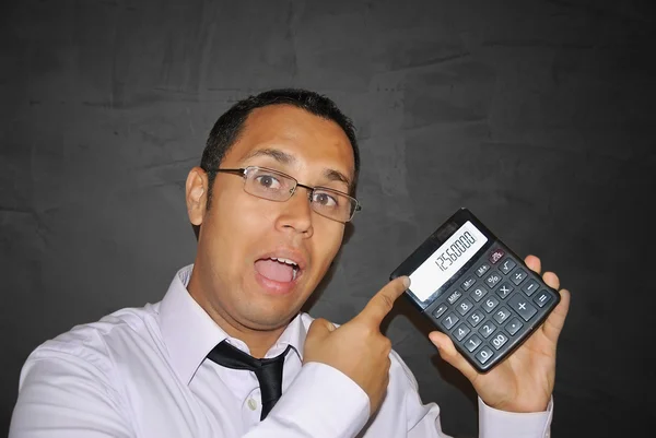 Man met rekenmachine — Stockfoto