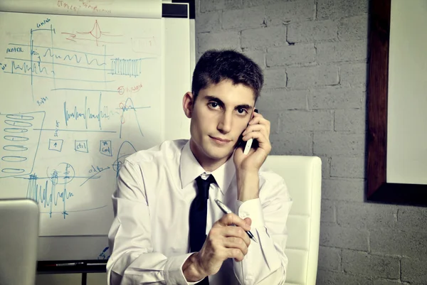 Giovane uomo d'affari che parla al telefono — Foto Stock