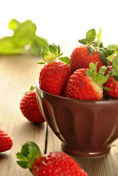 Fresas frescas en un plato — Foto de Stock