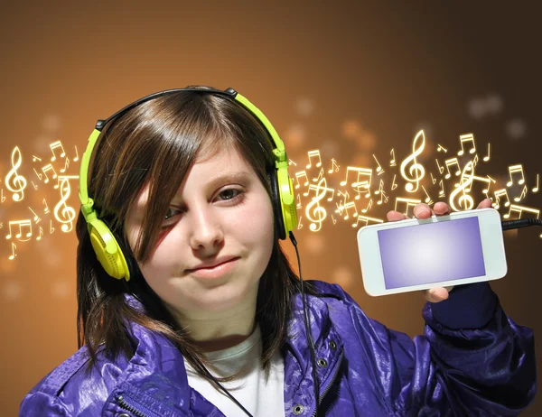 Girl listening music — Stock Photo, Image