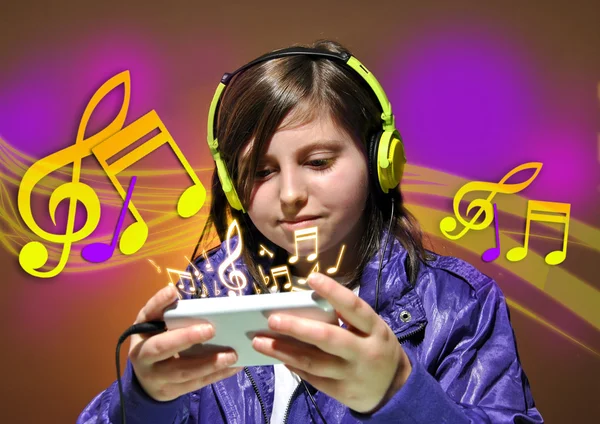 Girl listening music — Stock Photo, Image