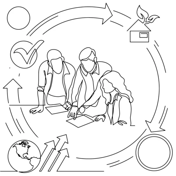 Concept Visualisation Ligne Icône Dessin Infographie Entreprise — Image vectorielle