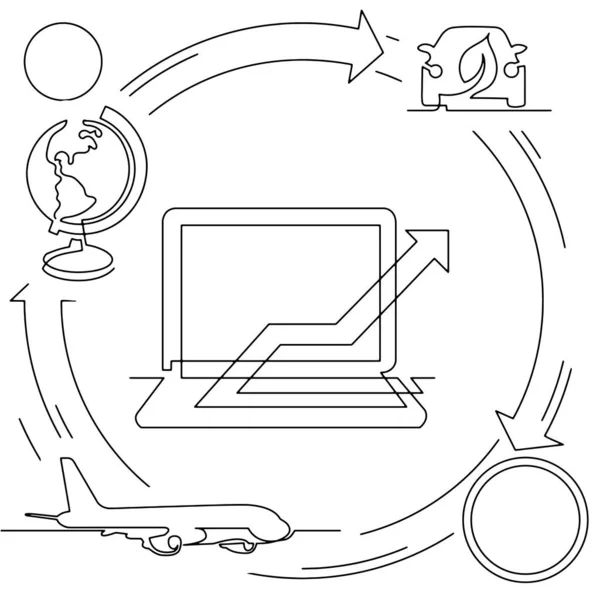 Konzept Visualisierung Linie Icon Zeichnung Von Business Infografiken — Stockvektor