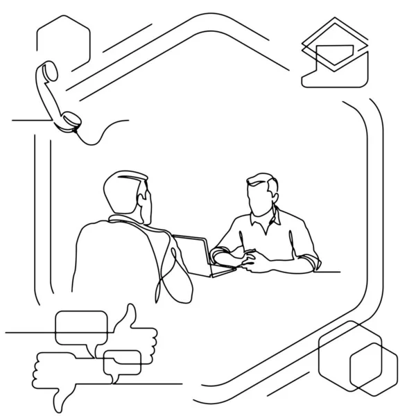 Desenho Ícone Linha Visualização Conceito Infográficos Negócios — Vetor de Stock