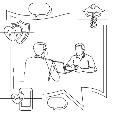 Sağlık hizmetleri ve sağIık bilgi grafiklerinin görsel çizim simgesini kavra