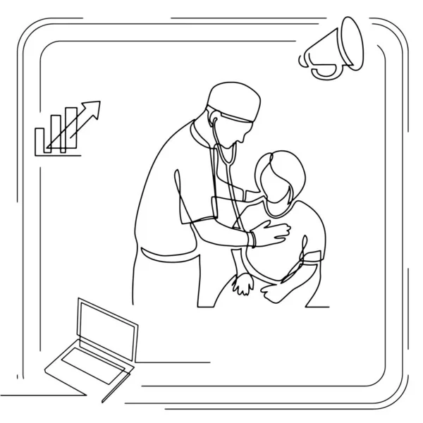 Concetto Linea Visualizzazione Icona Disegno Infografica Sanitaria Benessere — Vettoriale Stock