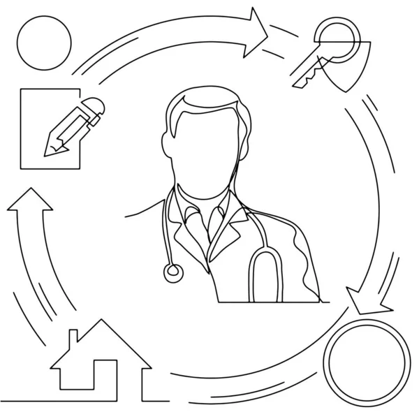 Koncepcja Wizualizacji Linii Ikony Rysunek Opieki Zdrowotnej Infografiki Wellness — Wektor stockowy