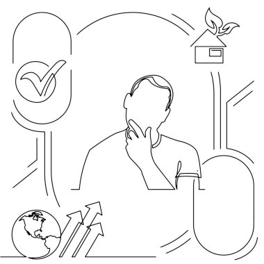 Yaşam tarzı iş hayatı aile dengesinin görsel çizgi çizimini kavramsallaştır