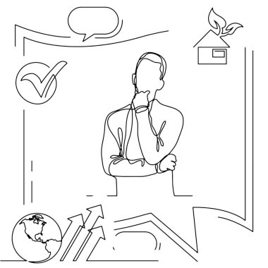 Yaşam tarzı iş hayatı aile dengesinin görsel çizgi çizimini kavramsallaştır