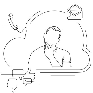 Yaşam tarzı iş hayatı aile dengesinin görsel çizgi çizimini kavramsallaştır