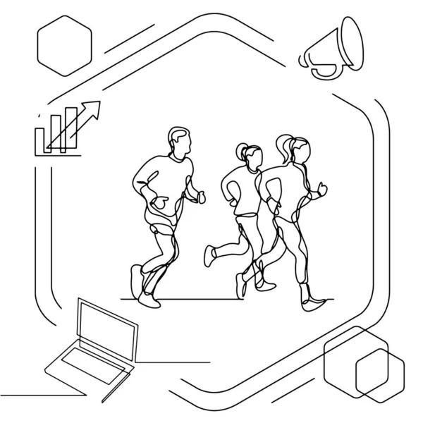 Concetto Visualizzazione Linea Icona Disegno Stile Vita Vita Vita Professionale — Vettoriale Stock