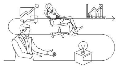 iş konsepti, vektör biçiminde çalışma sürecinin resimlerini çizmeye devam ediyor