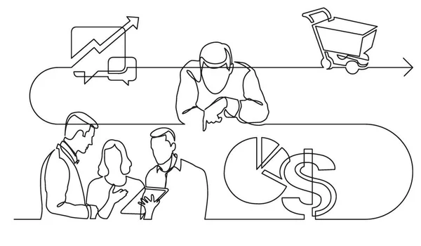 Conceito Negócio Desenho Linha Contínua Ilustração Processo Trabalho Formato Vetorial —  Vetores de Stock