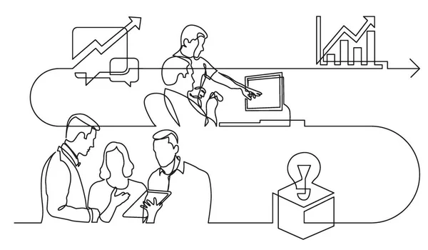 Бизнес Концепция Непрерывного Рисования Линии Иллюстрации Рабочего Процесса Векторном Формате — стоковый вектор