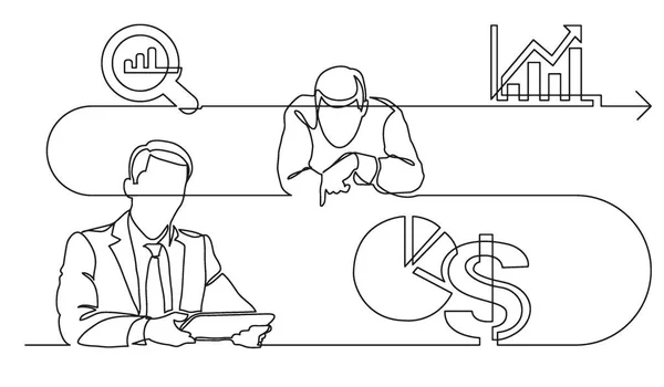 Concetto Business Disegno Linea Continua Illustrazione Del Processo Lavoro Formato — Vettoriale Stock